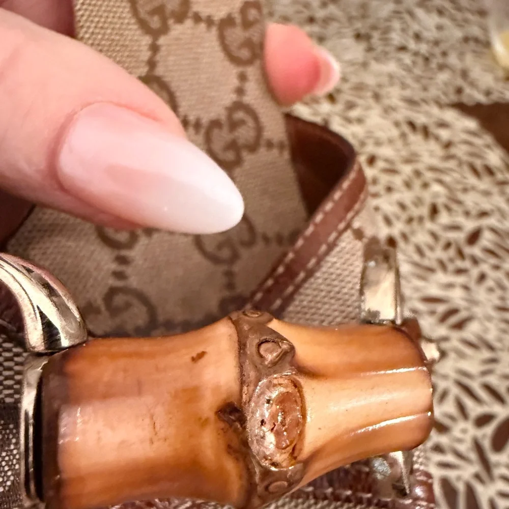 Vintage Gucci Brown Bamboo Logo Mules - Picture 9 of 15